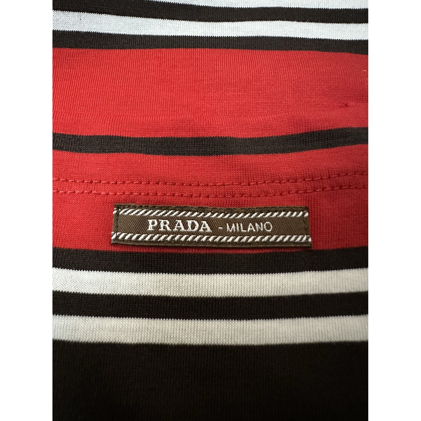 <p>PRADA 条纹棉质圆领贴袋短袖T恤</p>