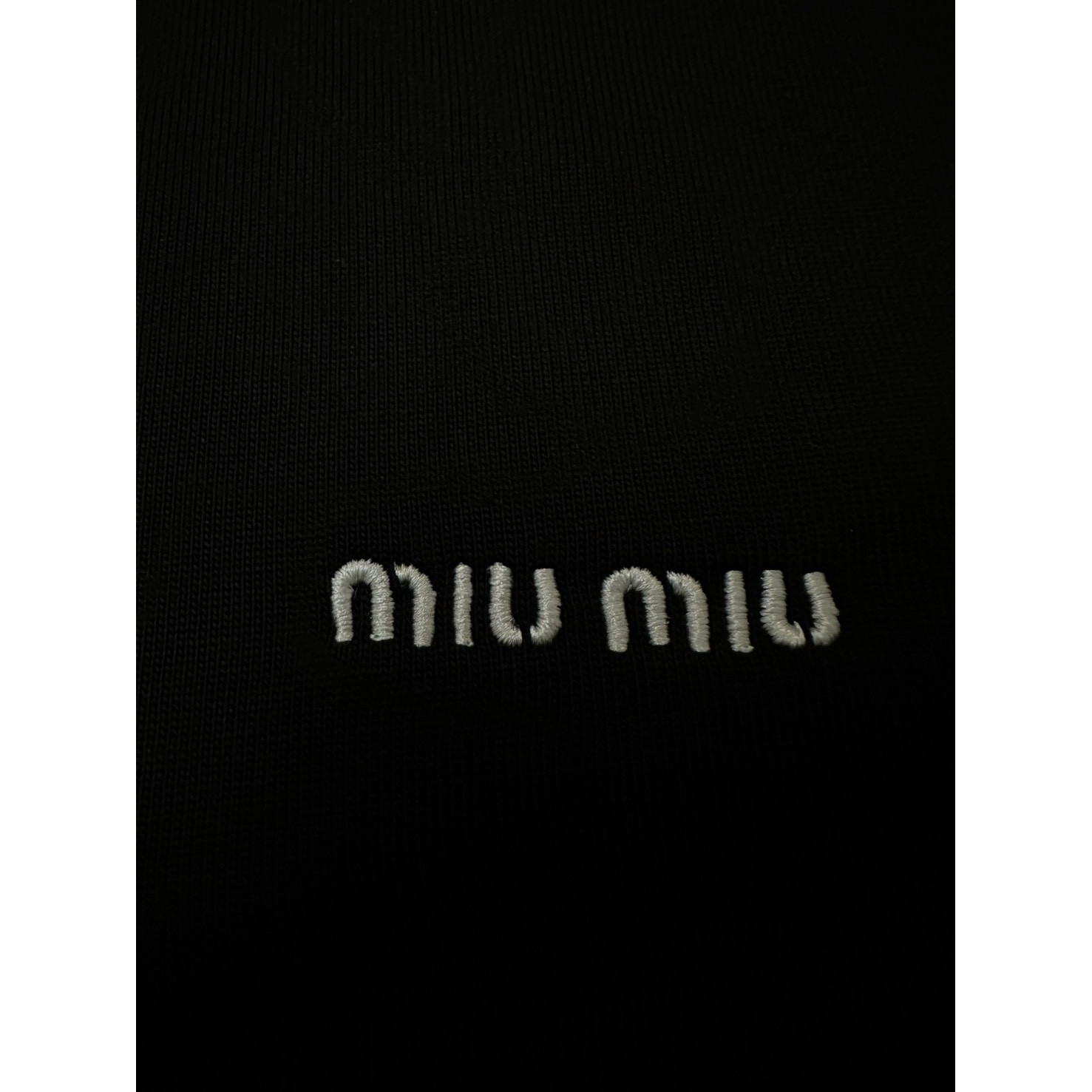 <p>MiuMiu 经典logo刺绣短袖T恤(黑)</p>