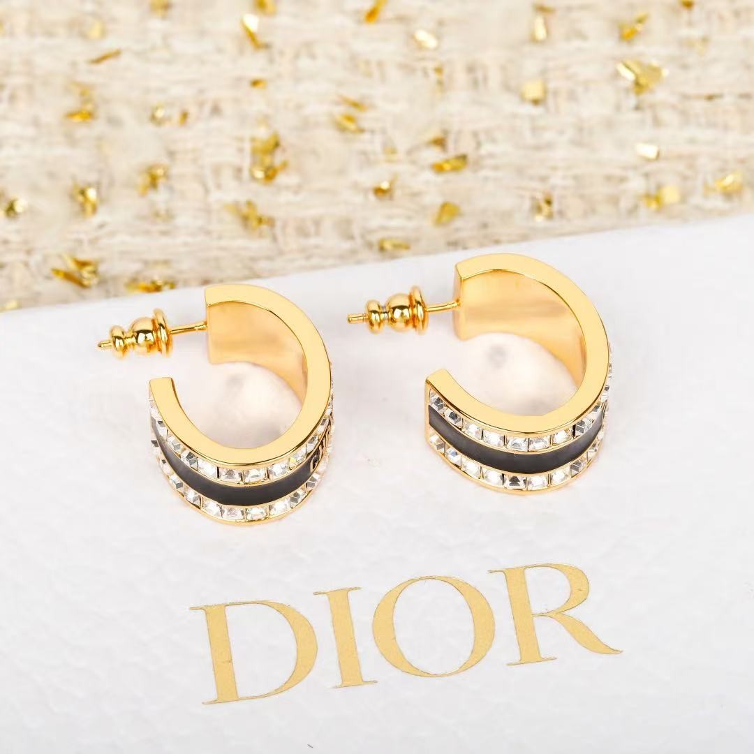 <p>DIOR&nbsp;排钻珐琅耳环</p>