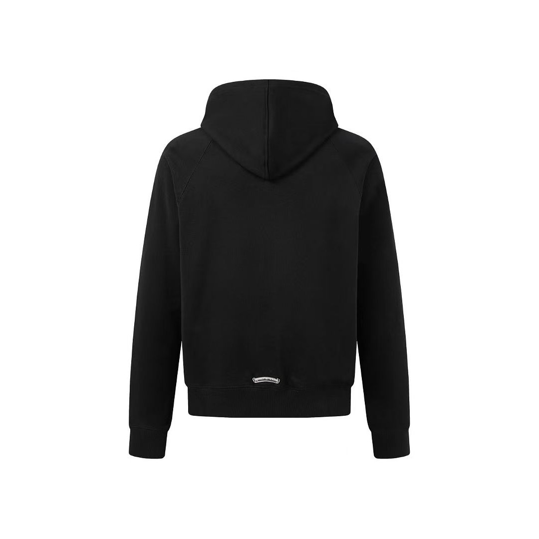 <p>CHROME HEARTS 三花十字架皮标拉链连帽外套(黑)</p>