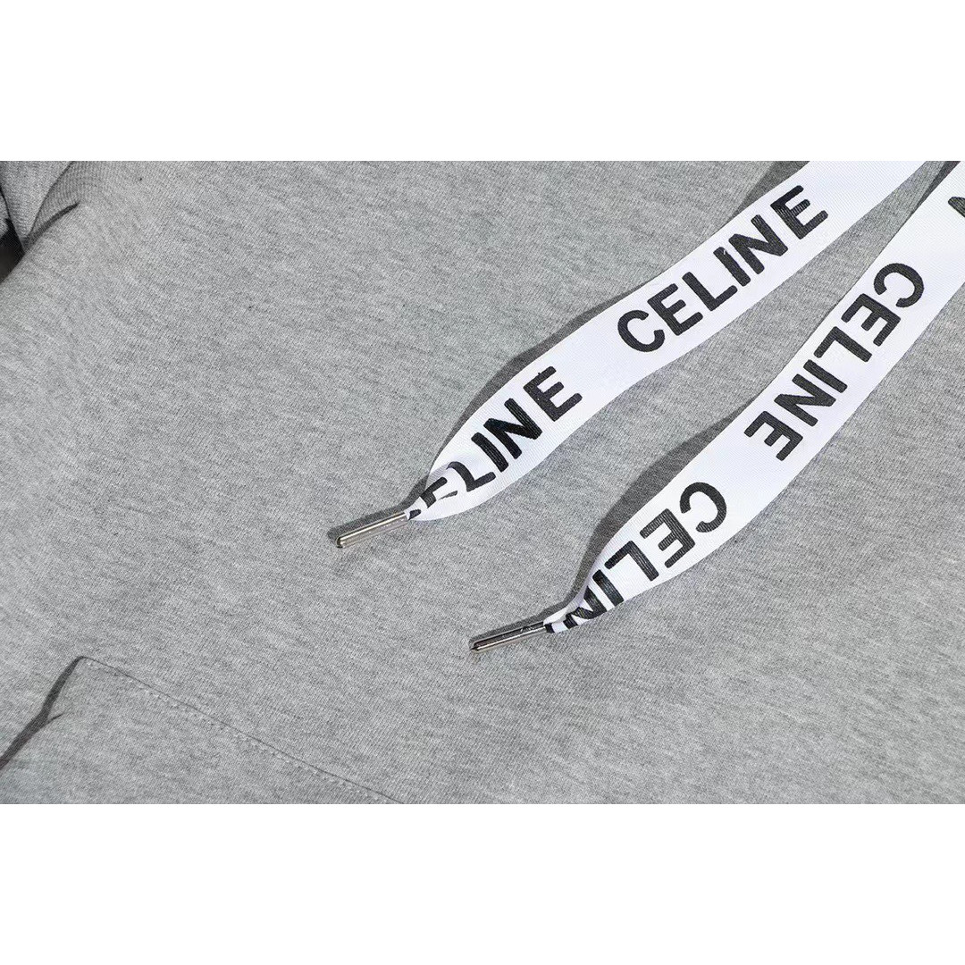 <p>Celine 抽绳logo连帽卫衣(灰)</p>