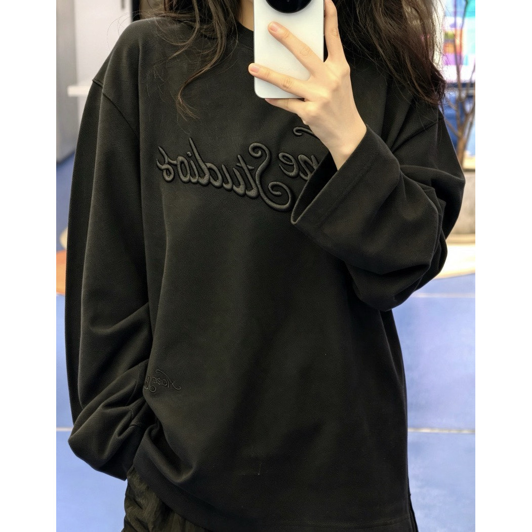 <p>Acne Studio 立体字母刺绣徽标圆领长袖T恤(黑)</p>