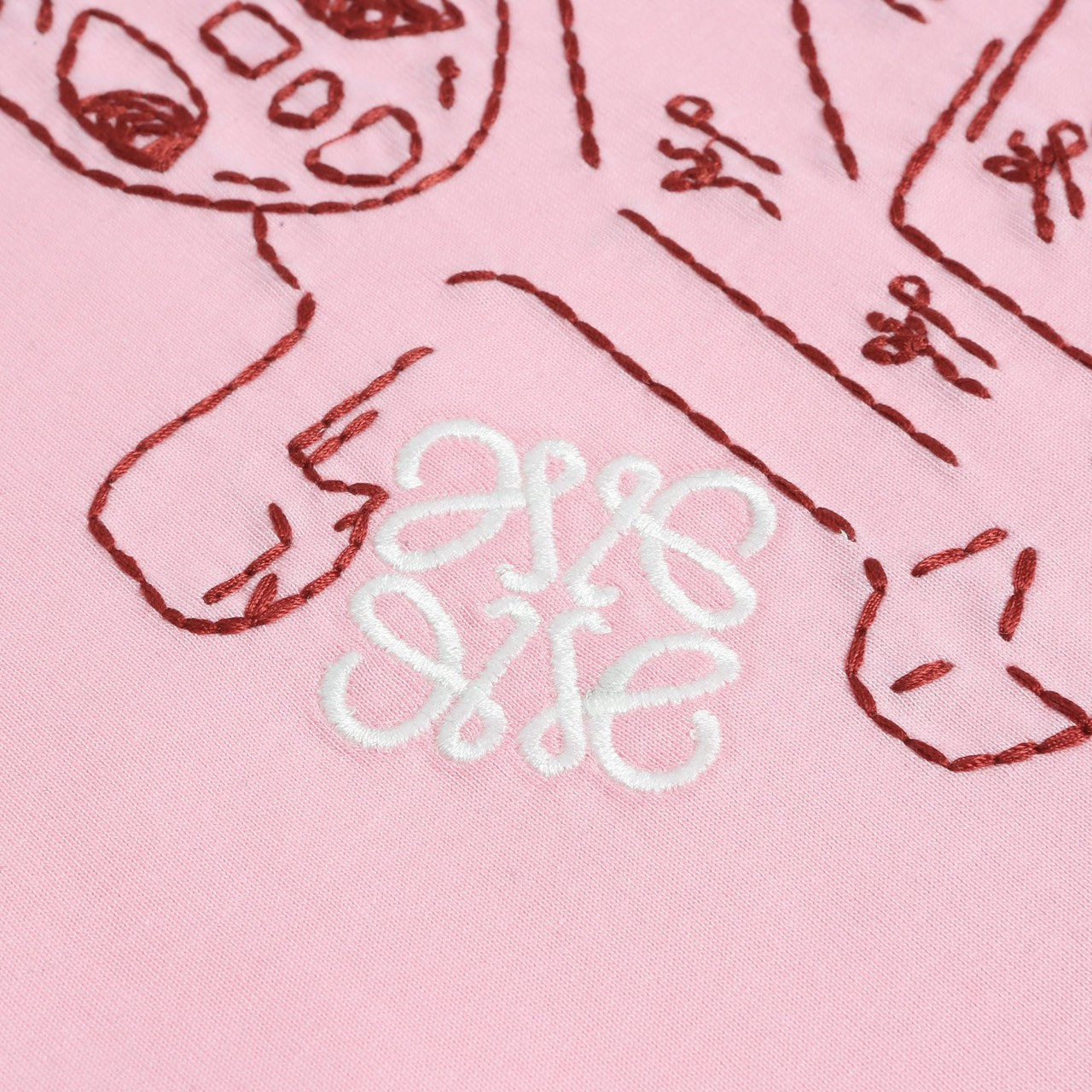 <p>LOEWE &nbsp;logo绣花短袖T恤(粉)</p>