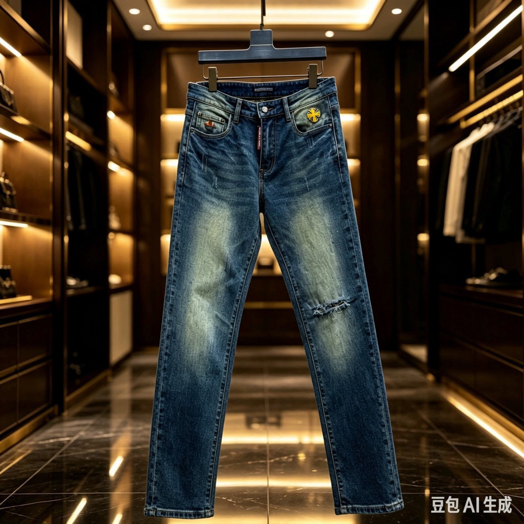 <p>CHROME HEARTS 欧洲专柜新款修身小直筒牛仔裤</p>
