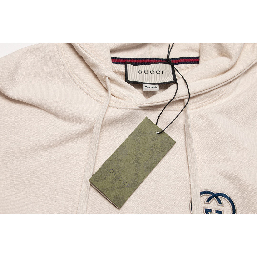 <p>Gucci&nbsp; logo绣花连帽卫衣(杏)</p>
