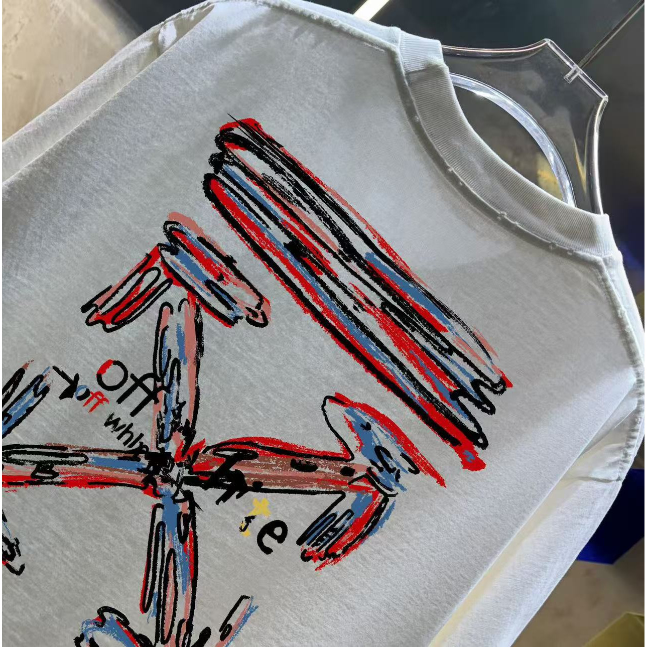 <p>OFF-white 洗水磨破短袖T恤(洗水白)</p>