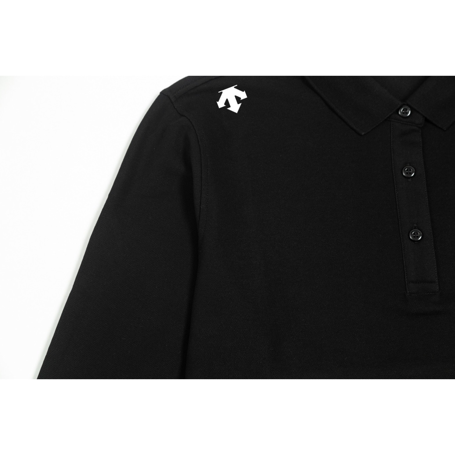 <p>Descente 男士高端珠地棉休闲长袖POLO衫(黑)</p>