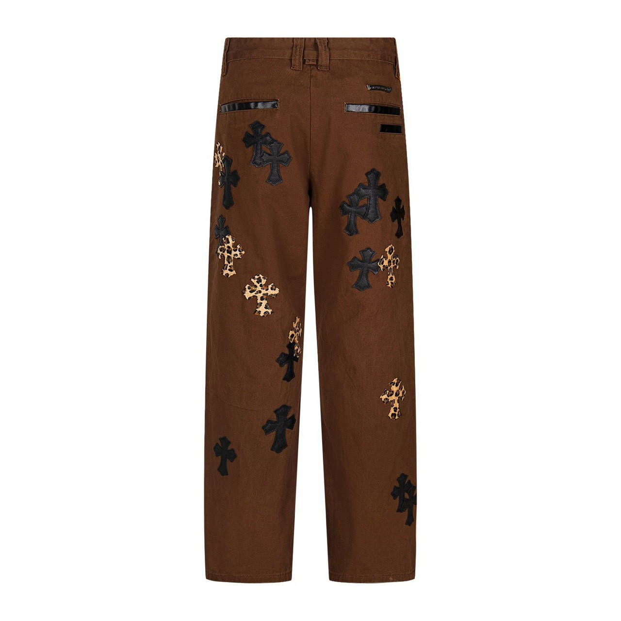 <p>CHROME HEARTS 咖色休闲十字贴皮牛仔裤(1754#)</p>