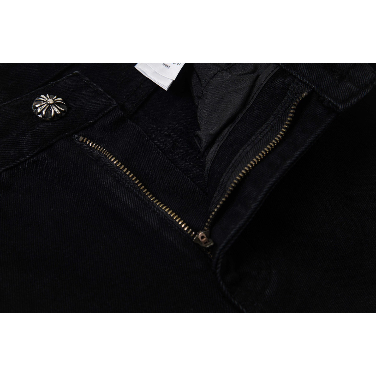 <p>CHROME HEARTS 黑裤梵文蓝白多皮牛仔裤(1801#)</p>