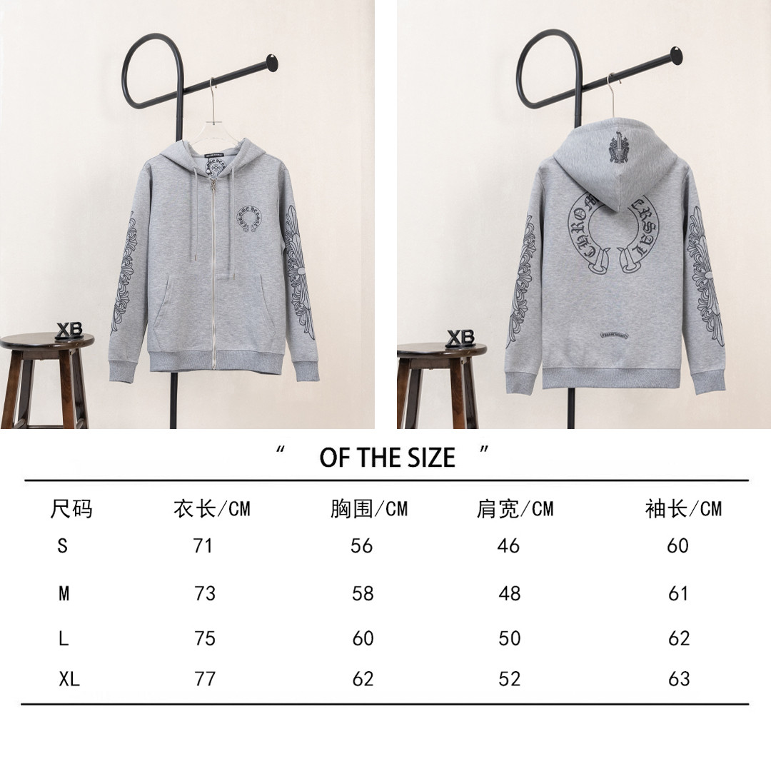 <p>CHROME HEARTS&nbsp;&nbsp;马蹄麒麟臂连帽外套(XB138灰)</p>