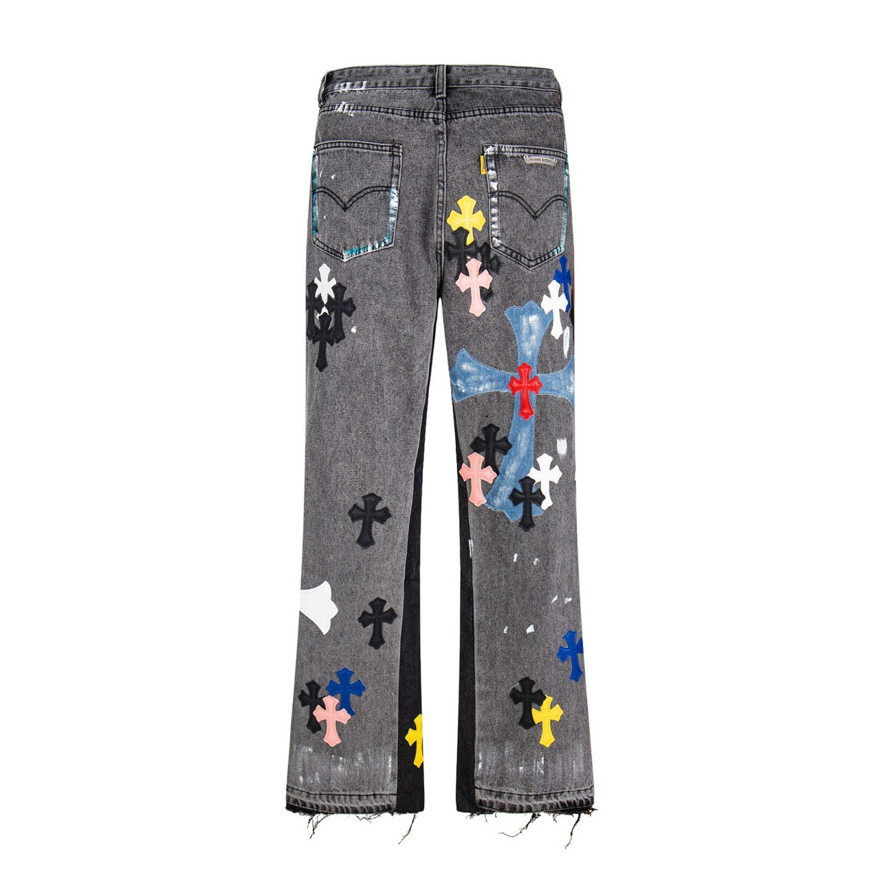 <p>CHROME HEARTS 蓝黄黑白多色拼接水洗牛仔裤(1788)</p>