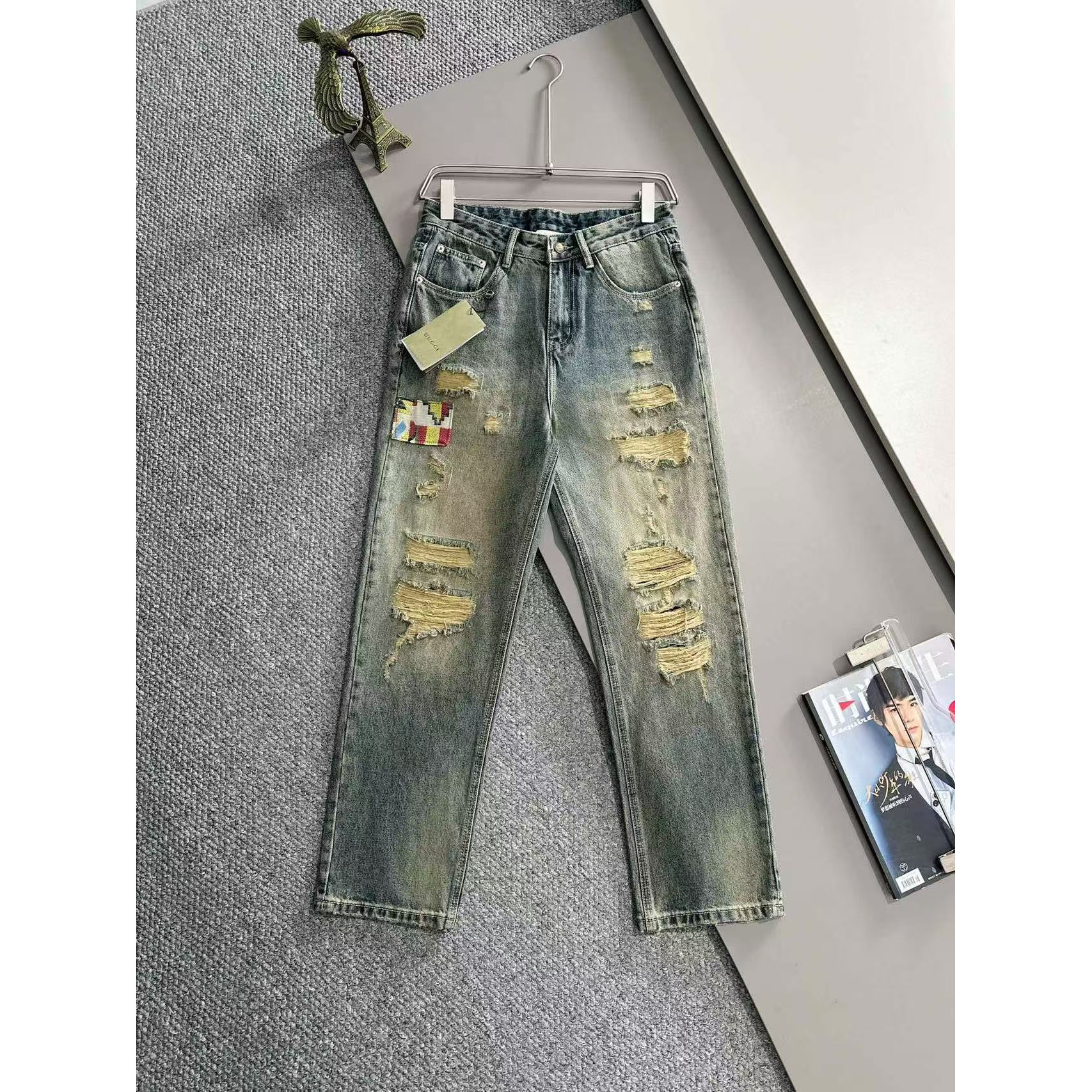 <p>GUCCI&nbsp;四季款经典牛仔裤直筒长裤(藍)</p>