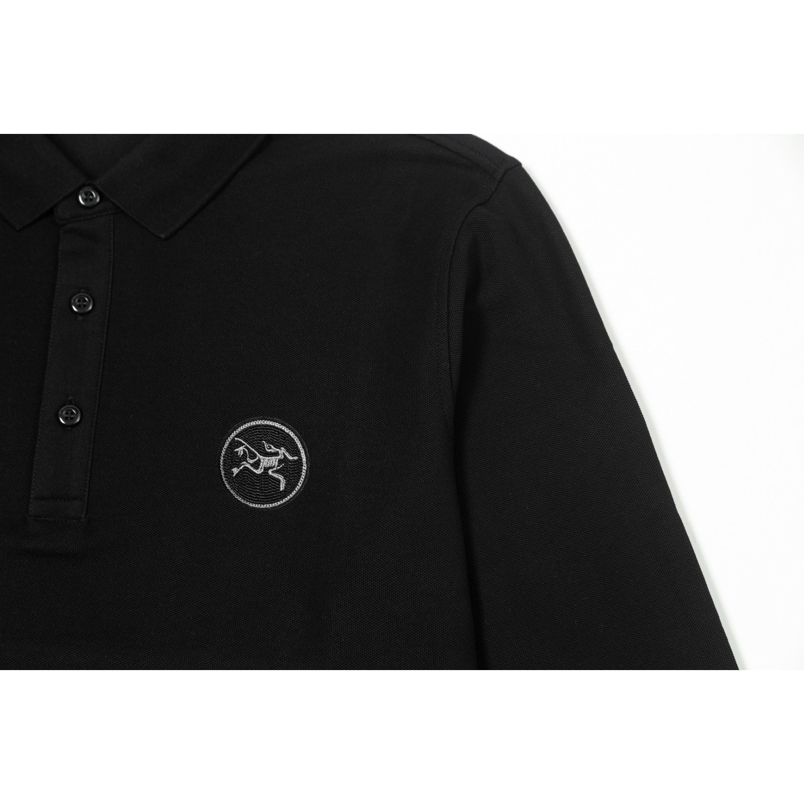 <p>Arc'teryx 男士高端珠地棉休闲长袖POLO衫(黑)</p>
