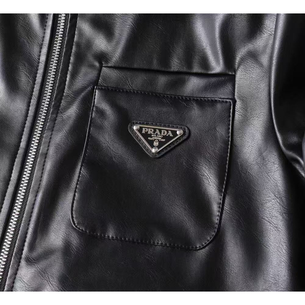 <p>PRADA 男士皮夹克外套(黑)</p>