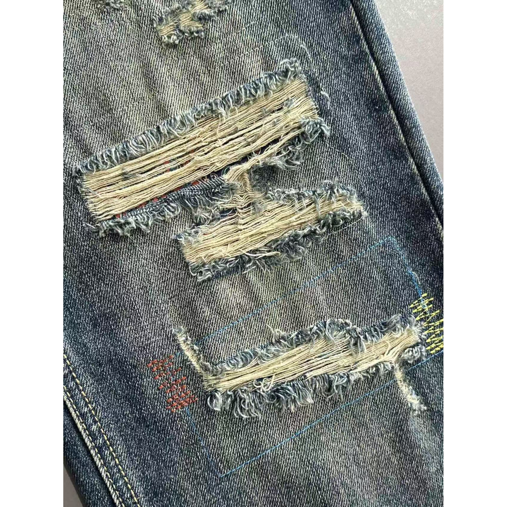 <p>LV 男士款重工直筒弯刀牛仔裤(藍)</p>