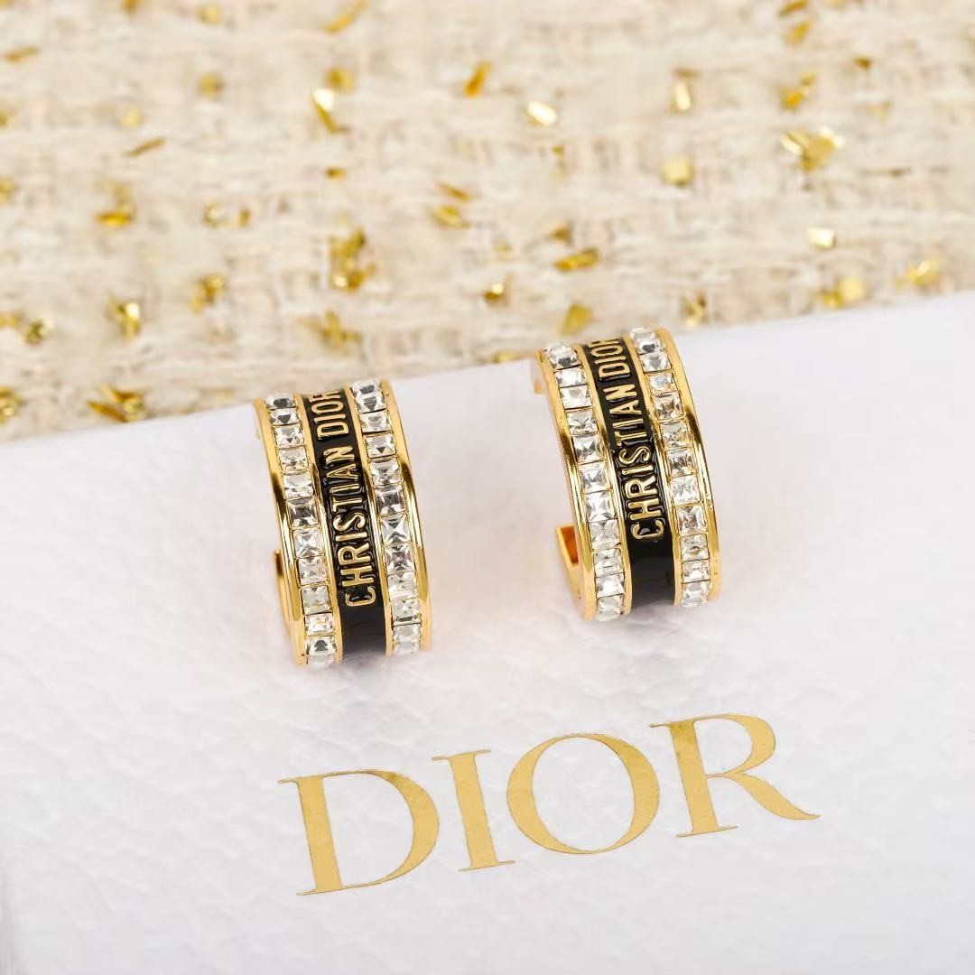 <p>DIOR&nbsp;排钻珐琅耳环</p>