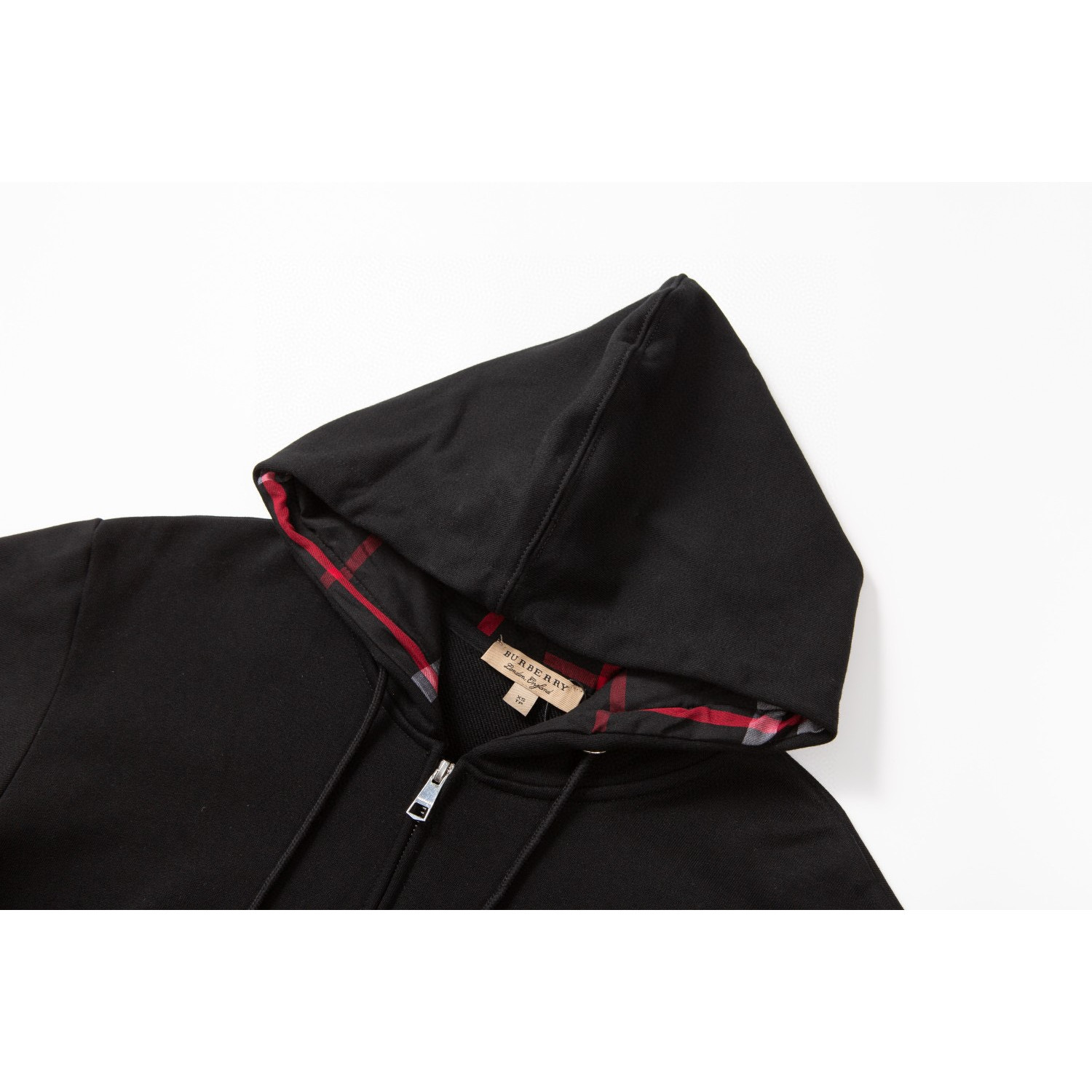 <p>Burberry B字母logo绣花连帽开衫卫衣(黑)</p>