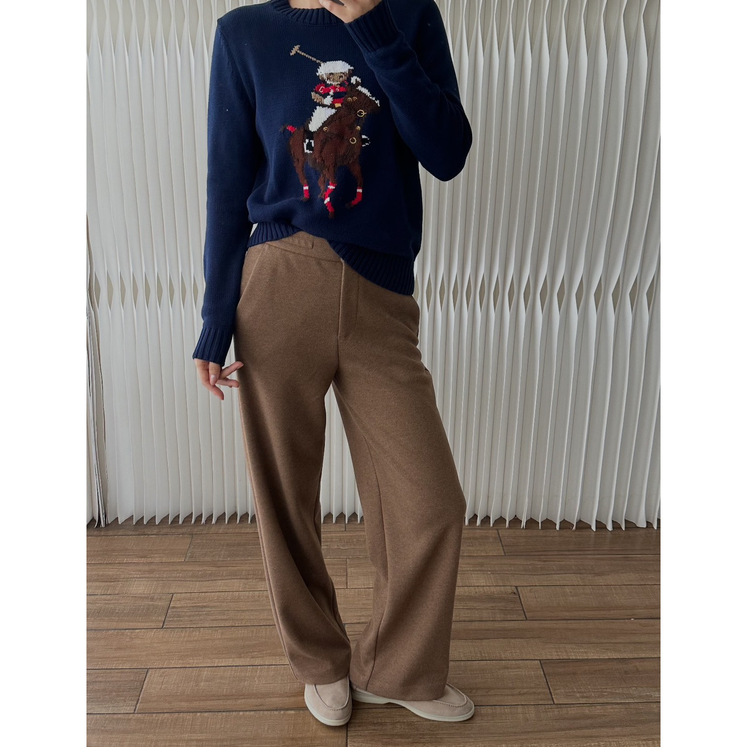 <p>Ralph Lauren 宽松版棉圆领针织衫(深藍)</p>