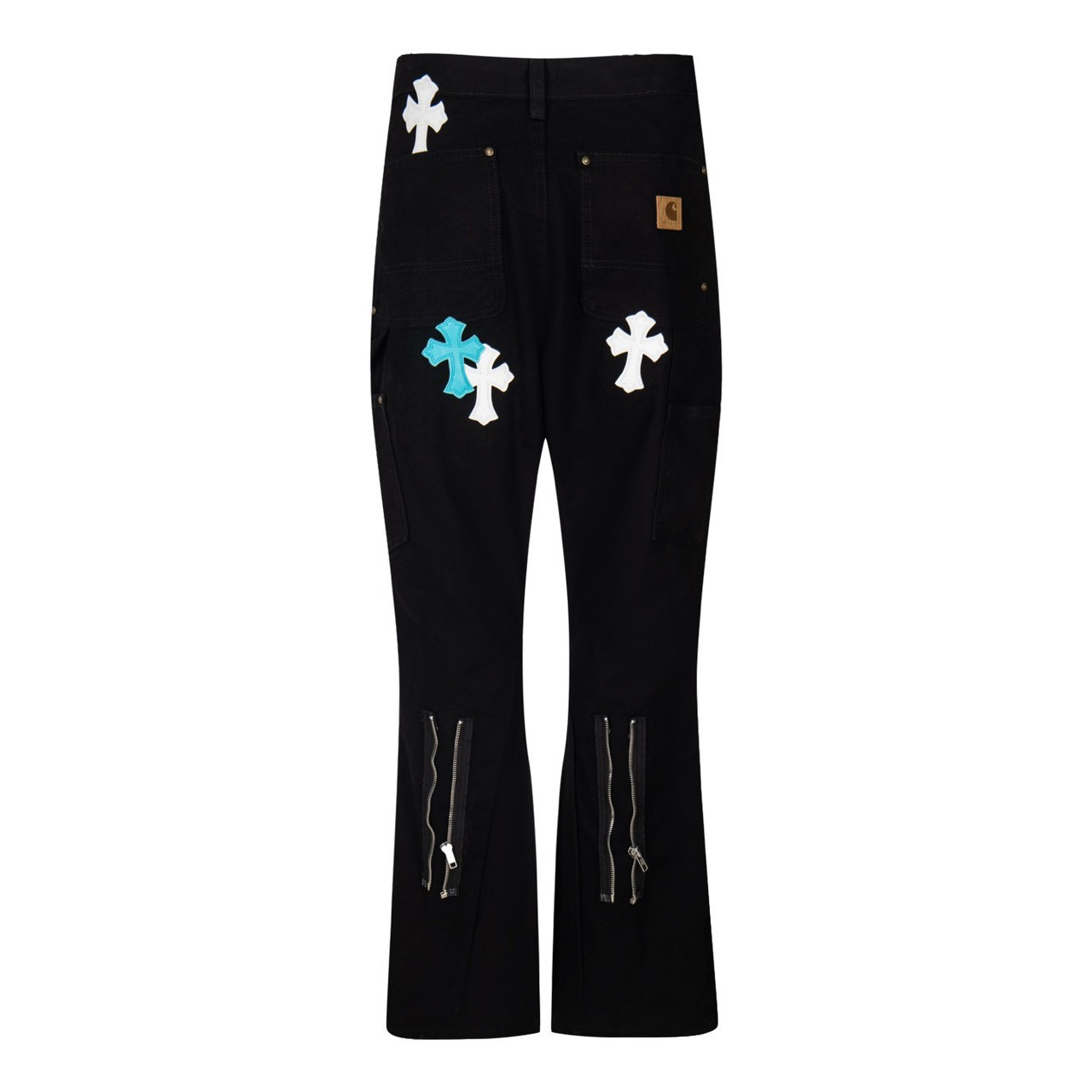 <p>CHROME HEARTS 卡哈特拉链拼皮牛仔裤(1772#)</p>