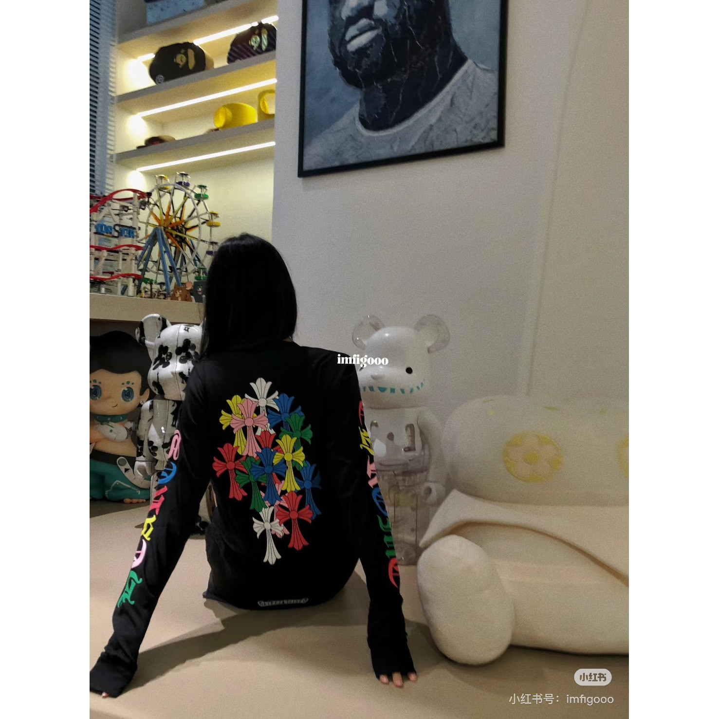 <p>Chrome Hearts 彩色十字圆领长T(HE272黑)</p>