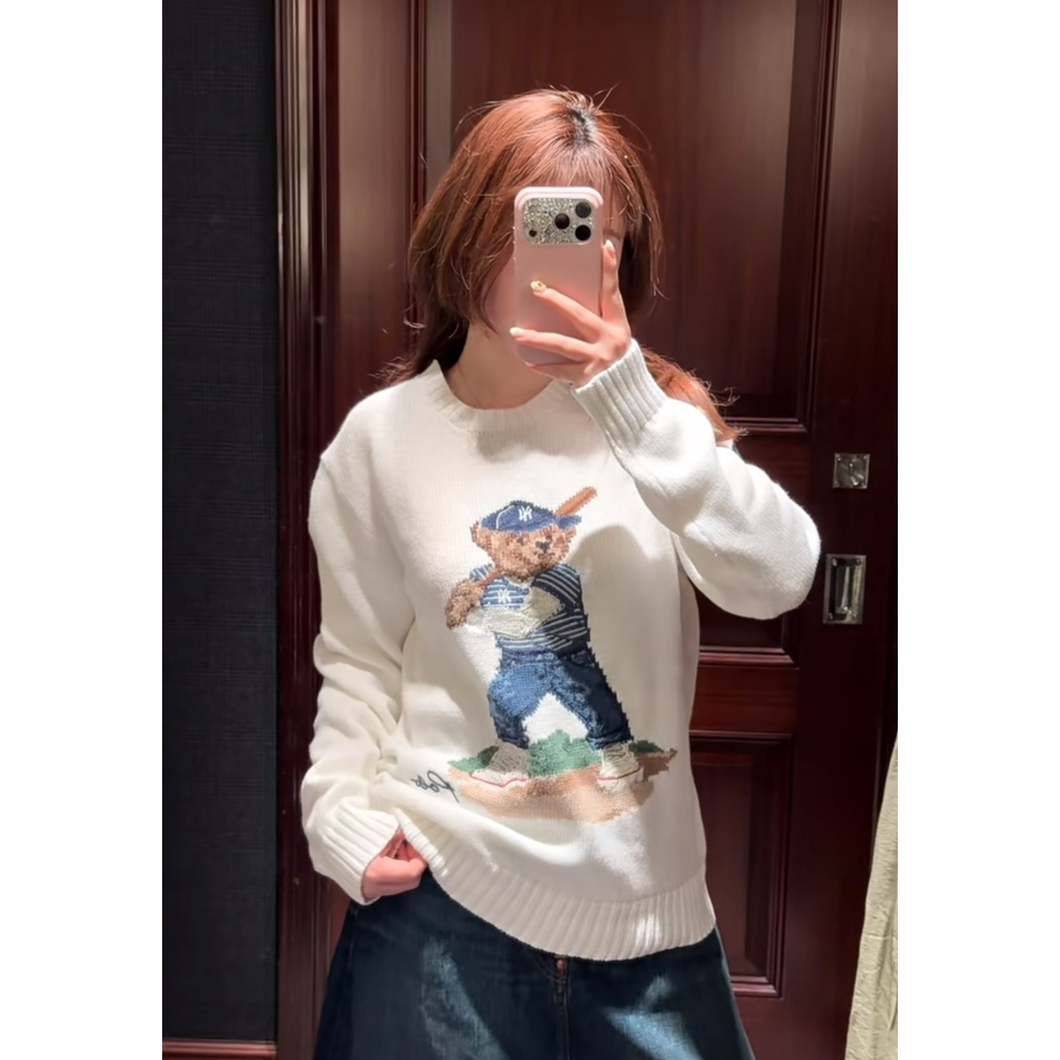 <p>Ralph Lauren 宽松版棉圆领针织衫(白)</p>