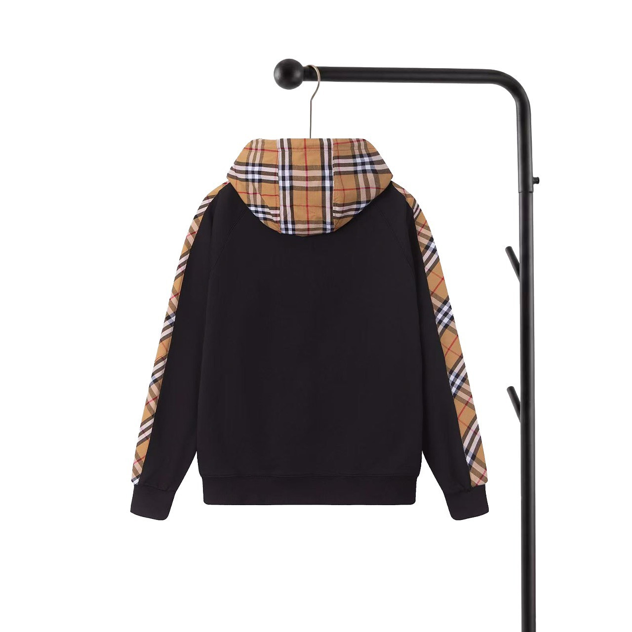 <p>Burberry B字母logo绣花连帽开衫卫衣(黑)</p>