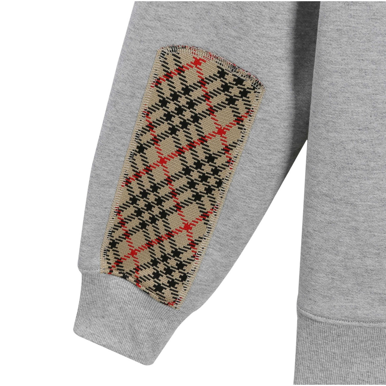 <p>Burberry 格子拼接连帽开衫卫衣(灰)</p>