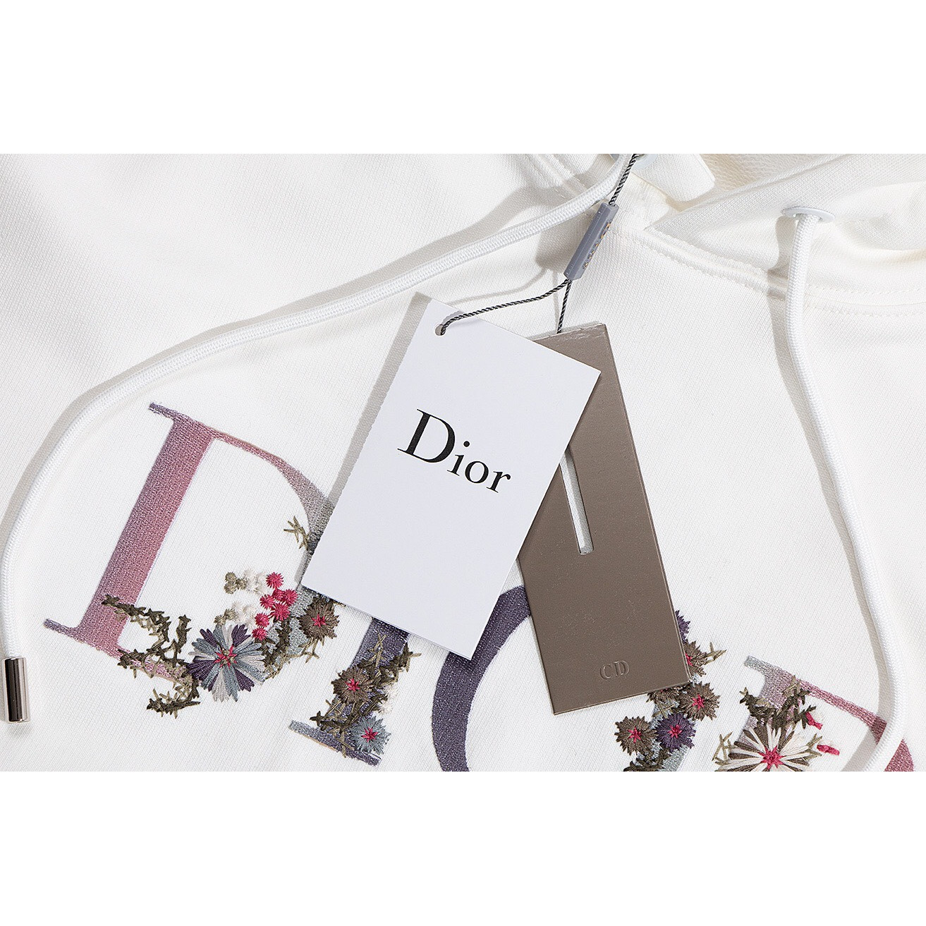 <p>Dior logo绣花帽衫卫衣(白)</p>