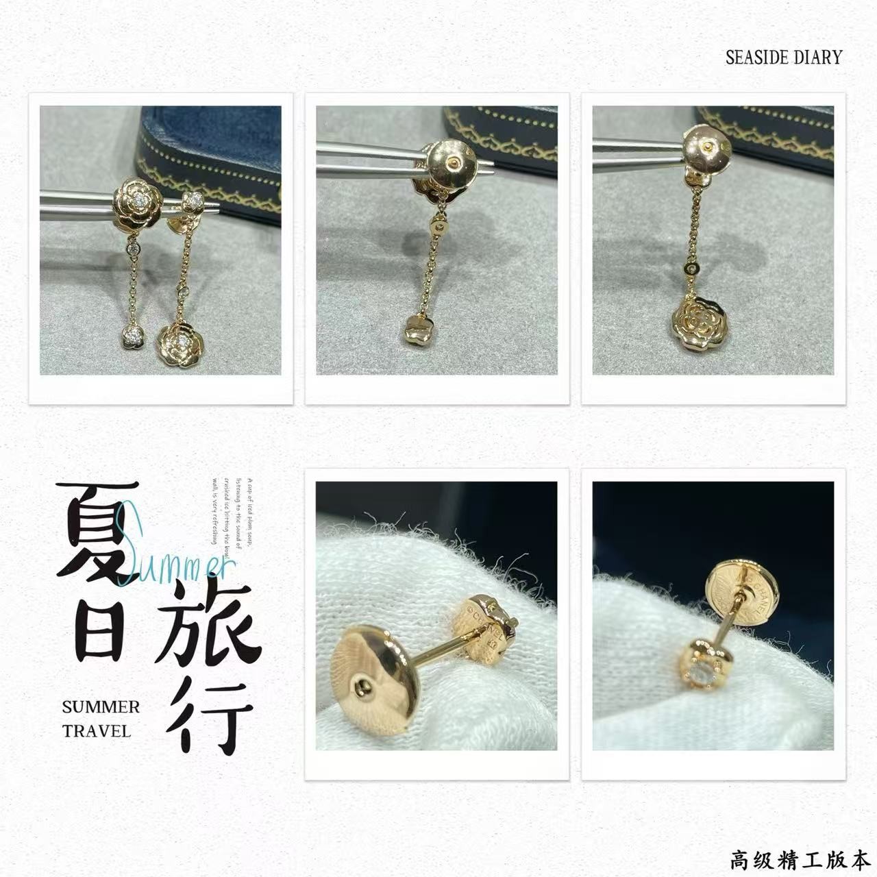 <p>CHANEL&nbsp;AB款茶花吊链耳钉</p>