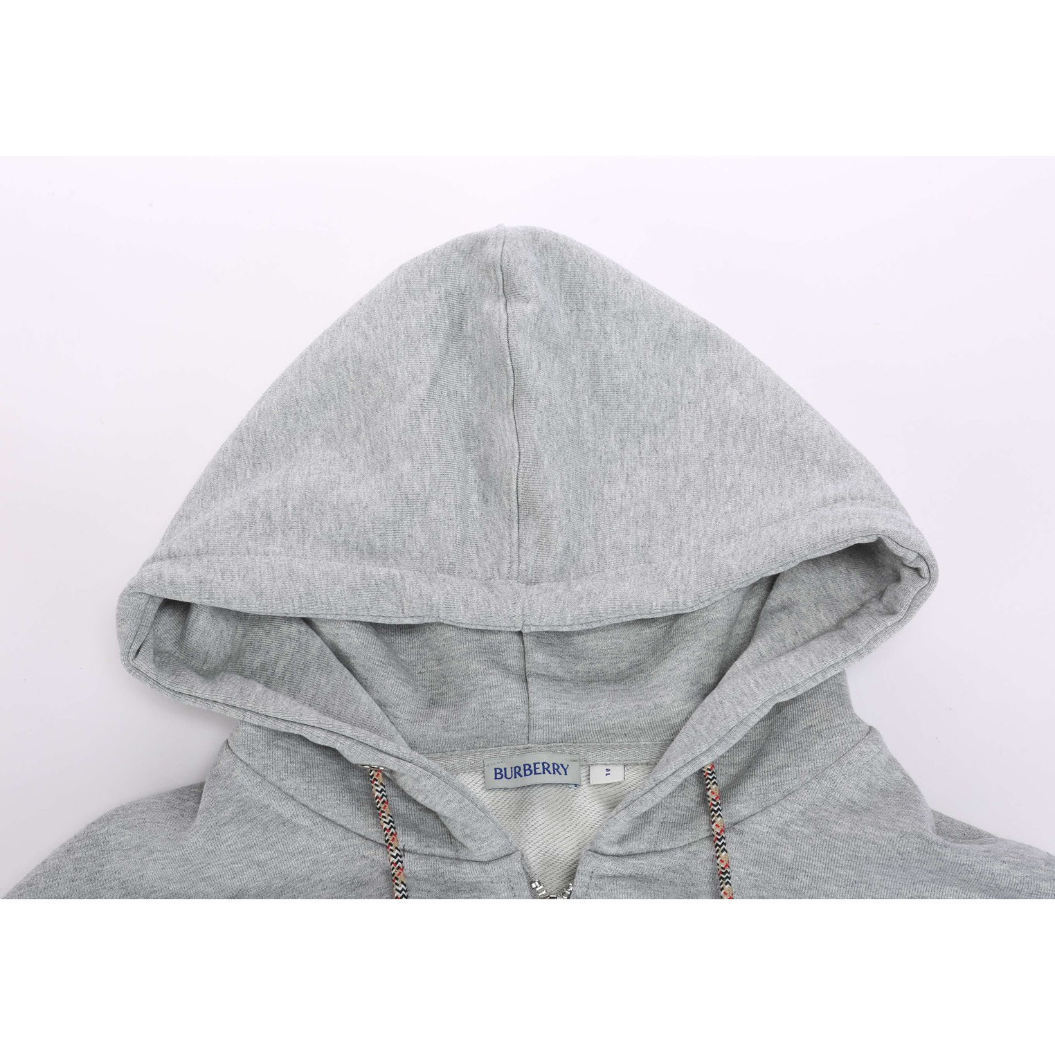 <p>Burberry 格子拼接连帽开衫卫衣(灰)</p>