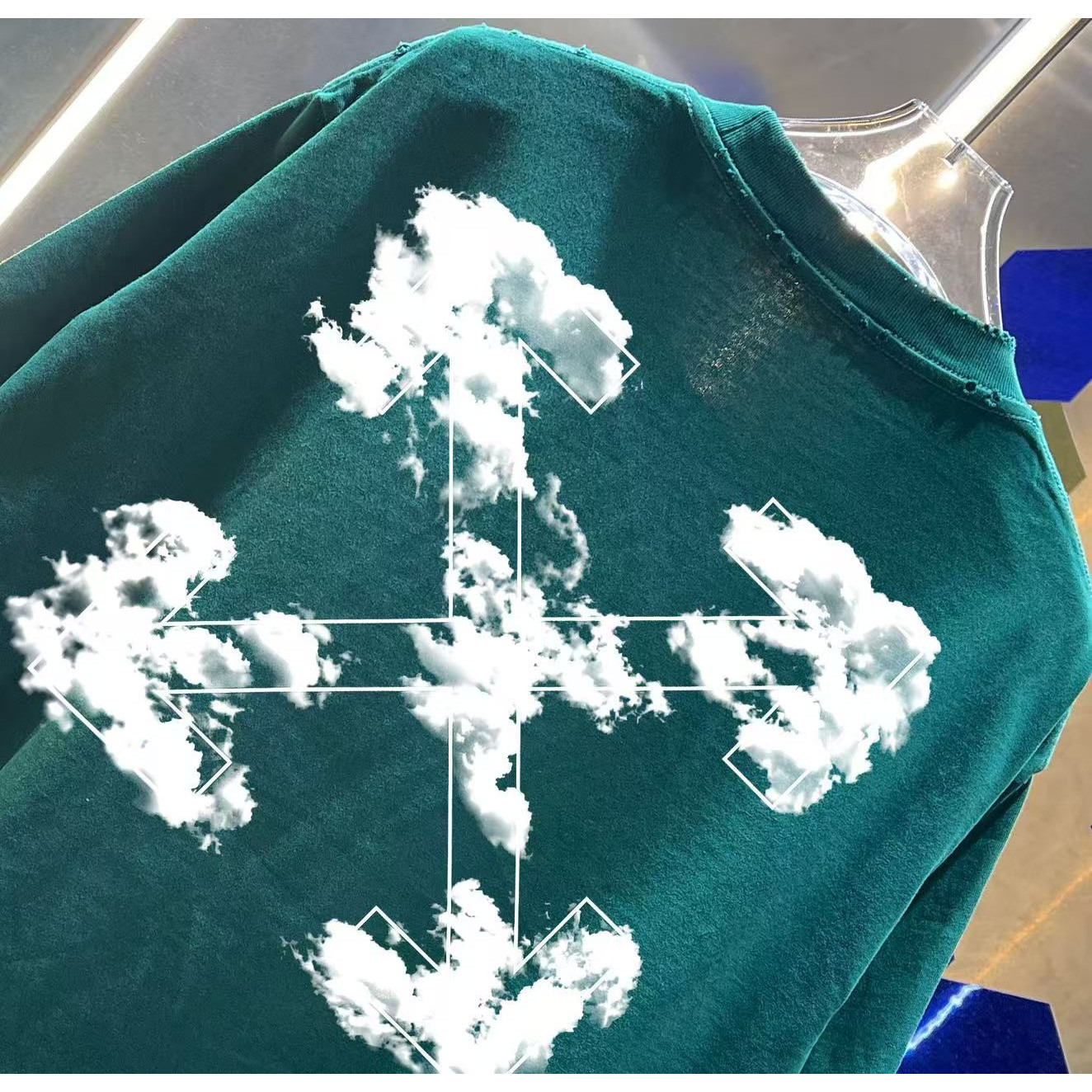 <p>OFF-white 洗水磨破短袖T恤(洗水綠)</p>