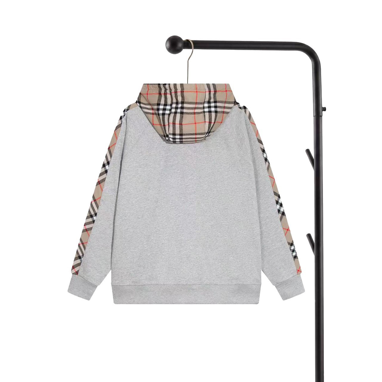 <p>Burberry B字母logo绣花连帽开衫卫衣(灰)</p>