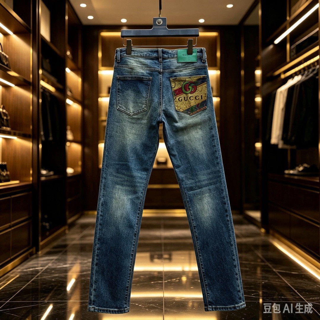 <p>GUCCI 欧洲专柜新款修身小直筒牛仔裤</p>