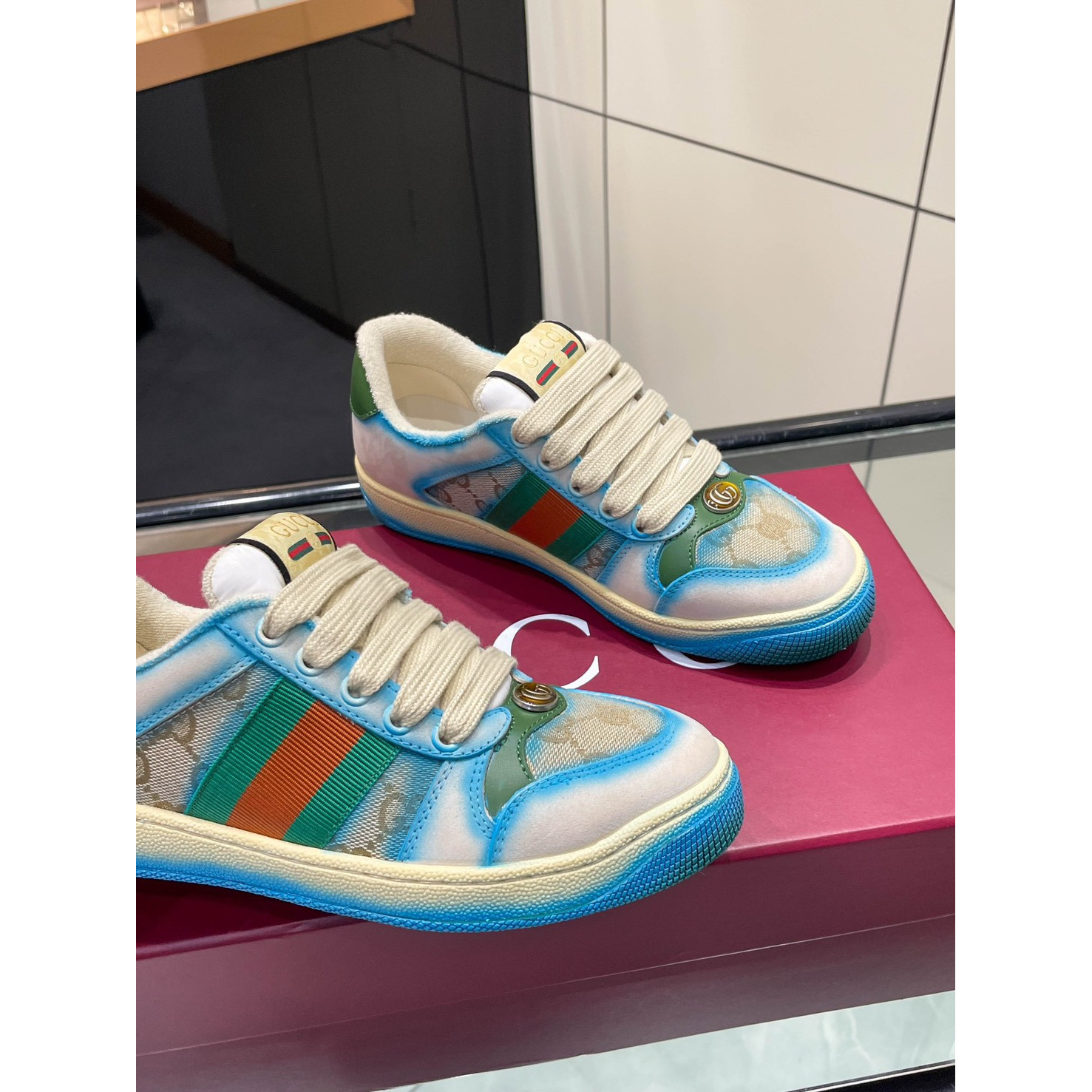 <p>GUCCI Screener系列运动鞋经典小脏鞋 (男款-藍)</p>