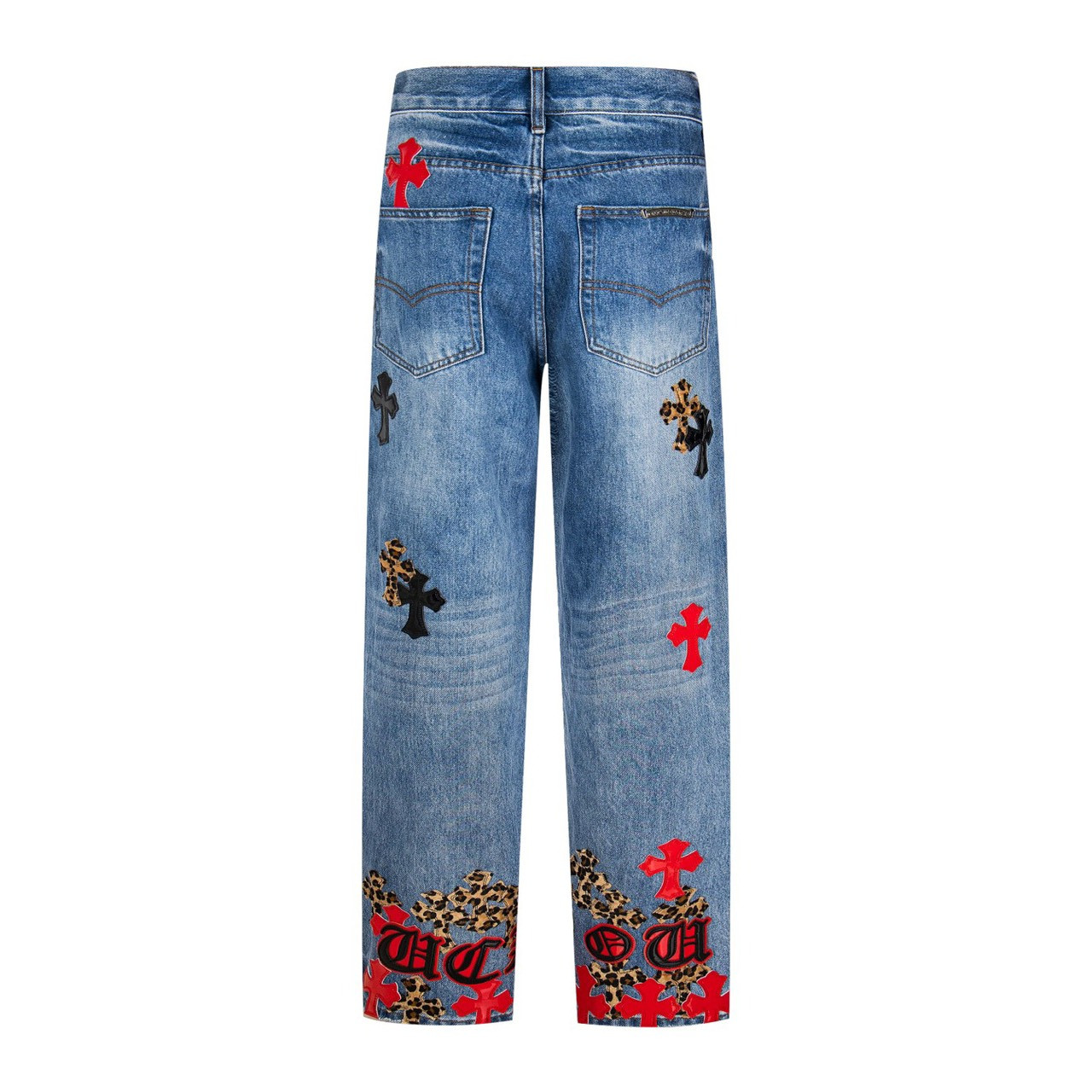 <p>CHROME HEARTS 蓝裤牛仔拼红黑豹纹多皮牛仔裤(1799#)</p>

<p>&nbsp;</p>