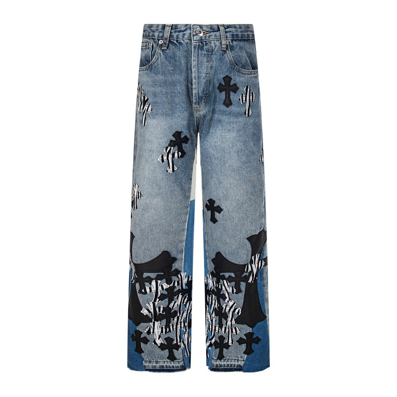 <p>CHROME HEARTS 魔王多标十字架水洗牛仔裤(1756#)</p>