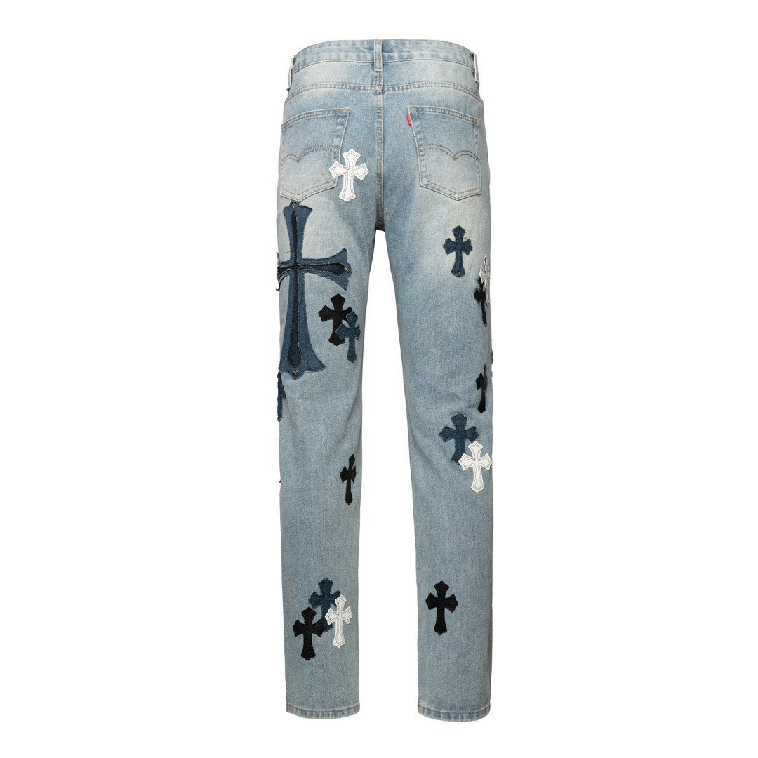 <p>CHROME HEARTS 蓝色牛仔裤(1565#)</p>