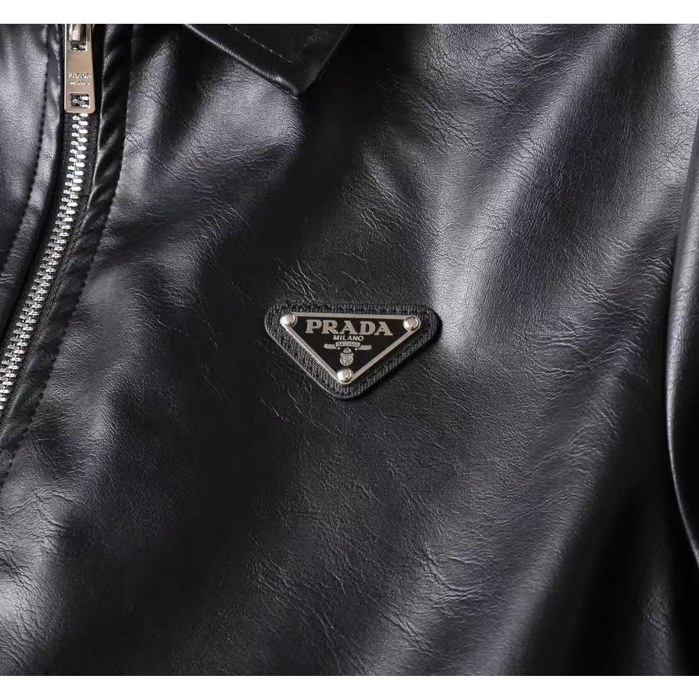 <p>PRADA 男士皮夹克外套(黑)</p>