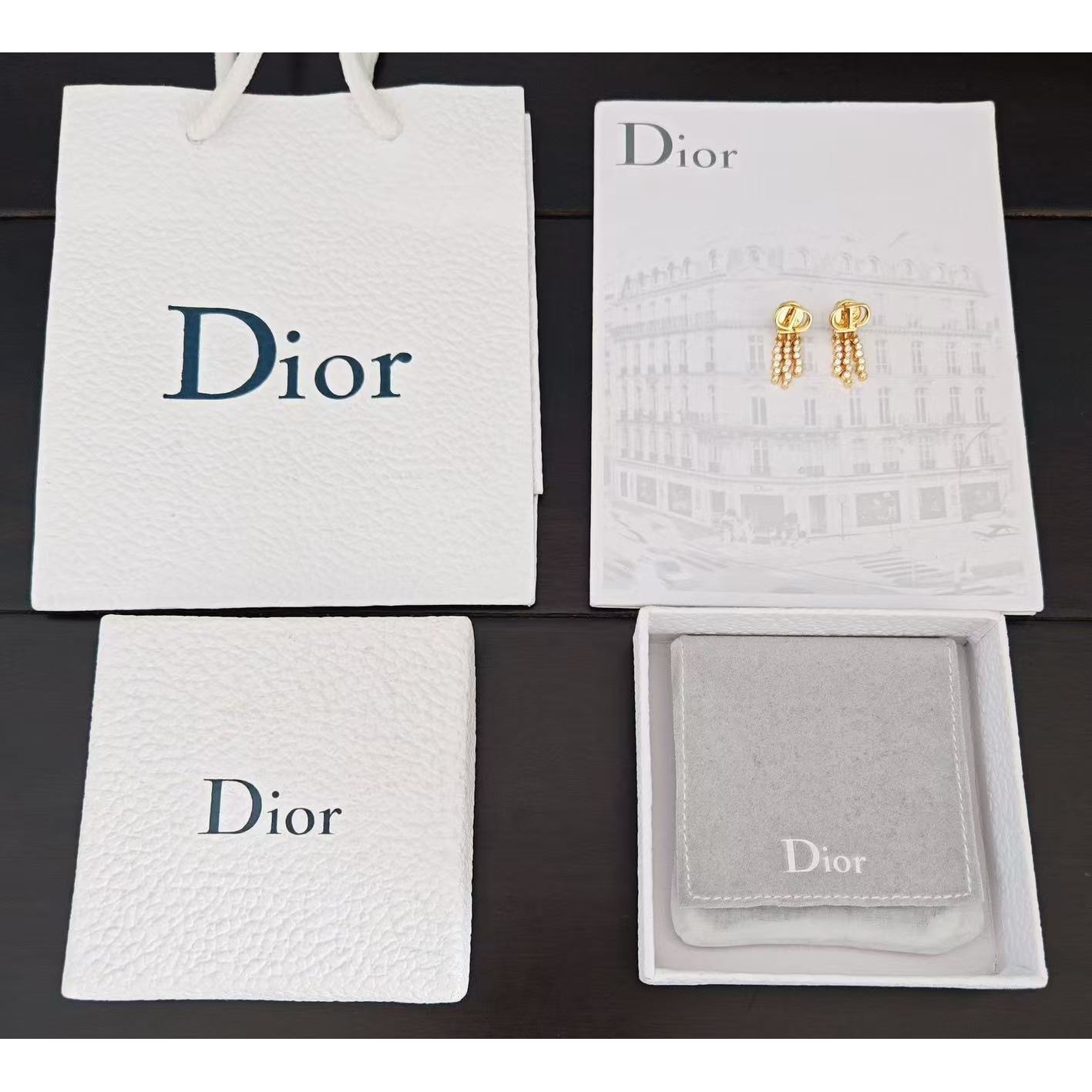 <p>DIOR&nbsp;白钻3排钻耳环</p>