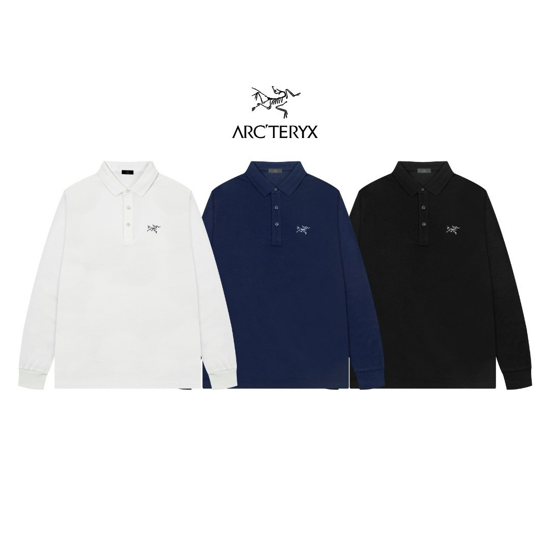 <p>Arc'teryx 高端珠地棉休闲长袖POLO衫(黑)</p>