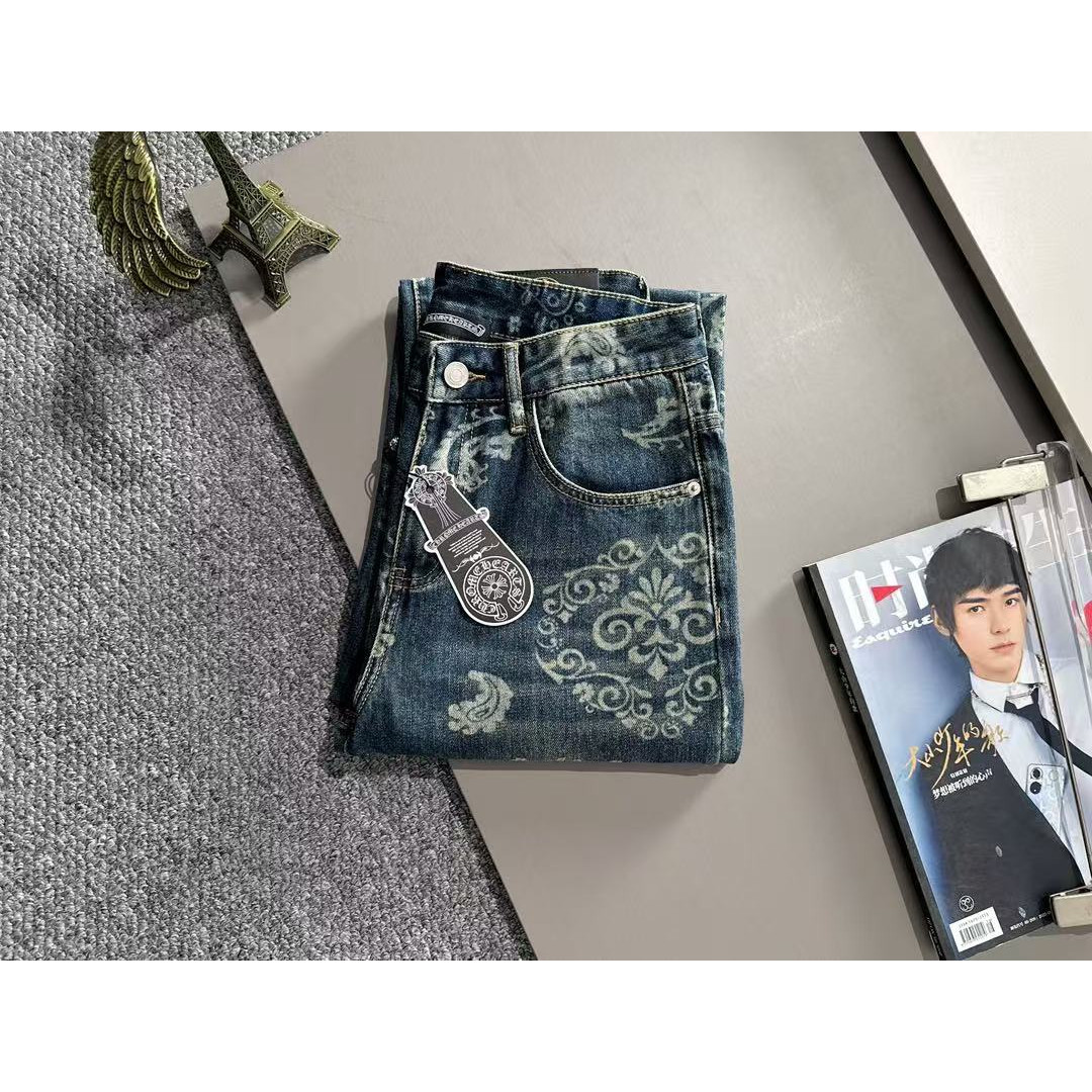 <p>CHROME HEARTS 四季款经典牛仔裤直筒长裤(藍)</p>