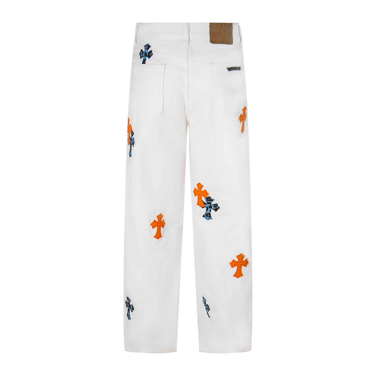 <p>CHROME HEARTS 橙色蓝豹纹牛仔裤(1740#)</p>