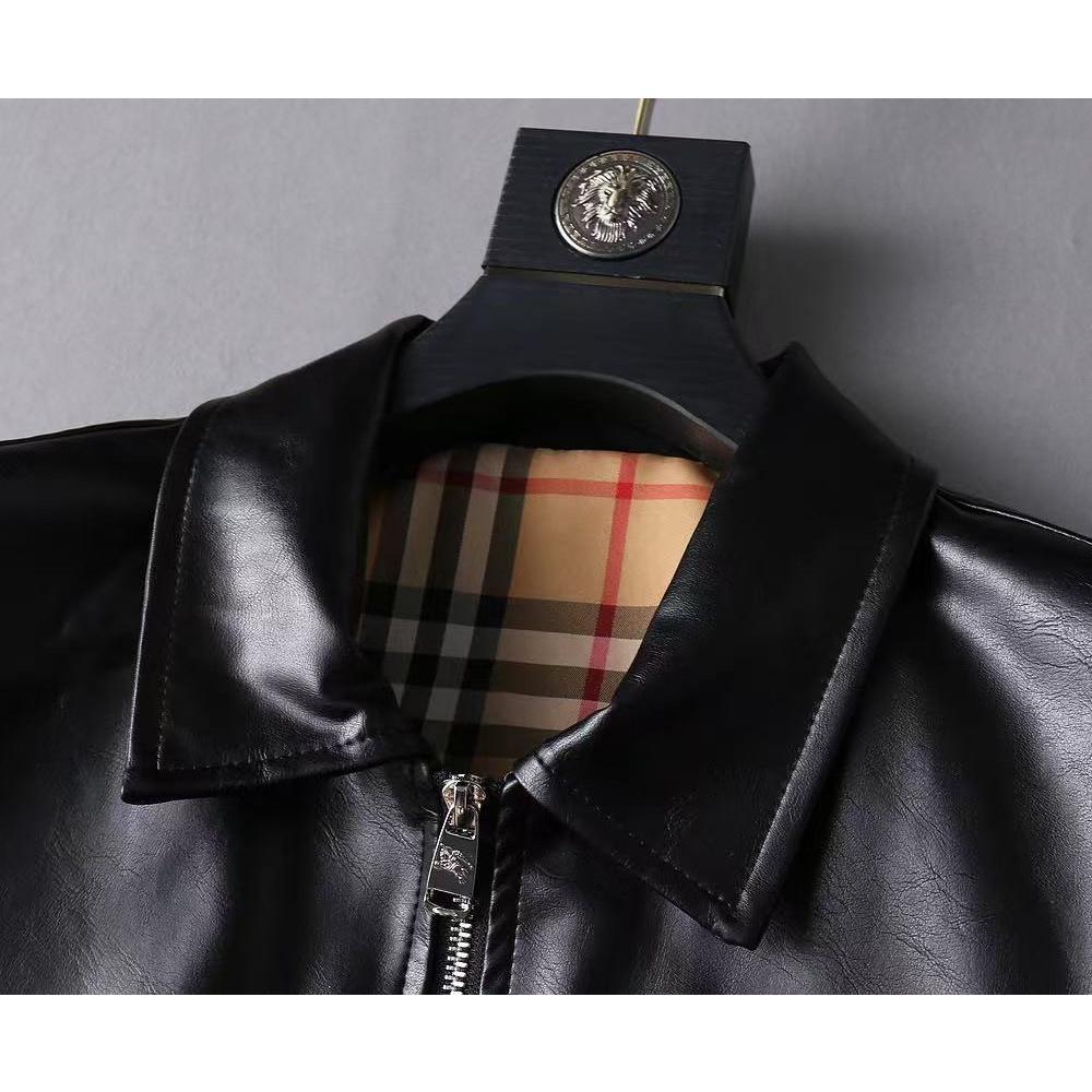 <p>BURBERRY 男士皮夹克外套(黑)</p>