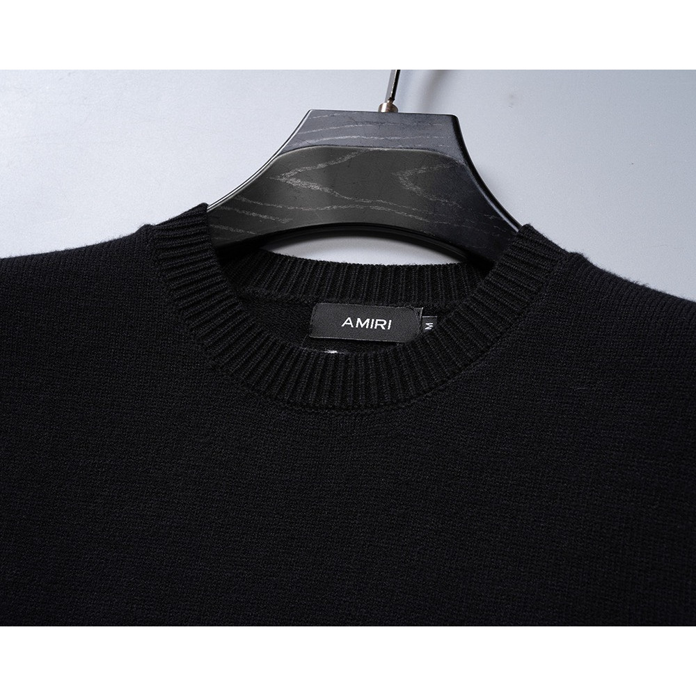 <p>AMIRI logo刺绣圆领套头毛衣(黑色)</p>
