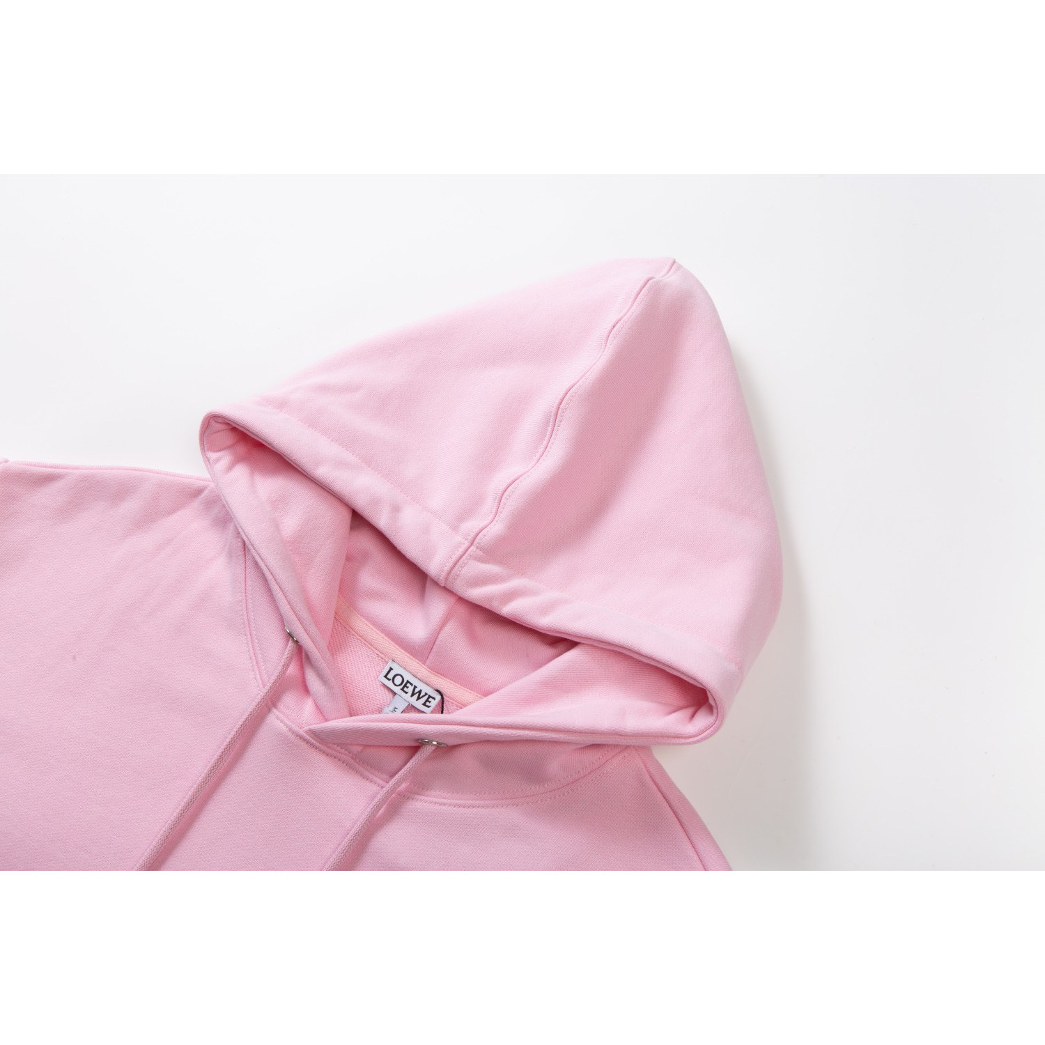 <p>Loewe 火焰绣花logo皮口袋连帽卫衣(粉)</p>