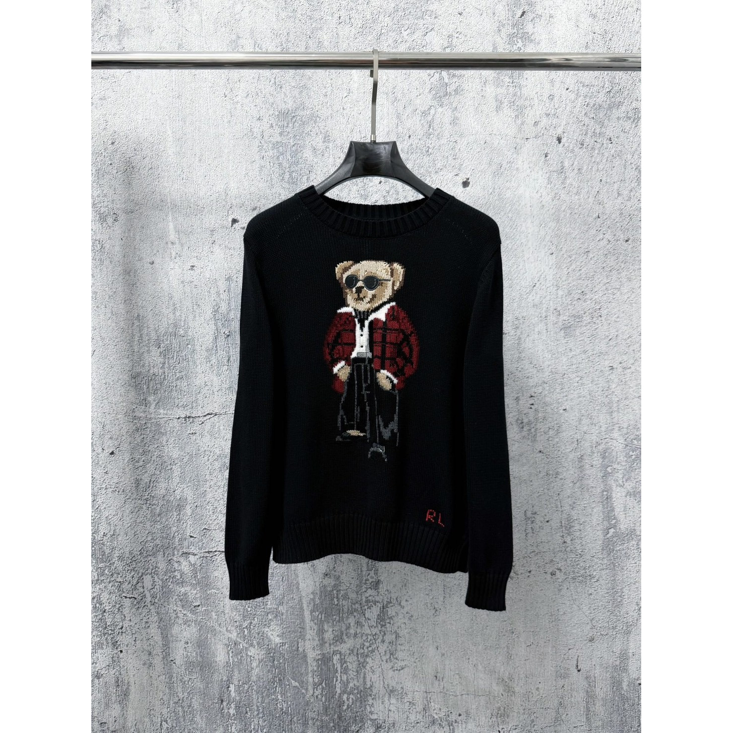 <p>Ralph Lauren 宽松版棉圆领针织衫(黑)</p>