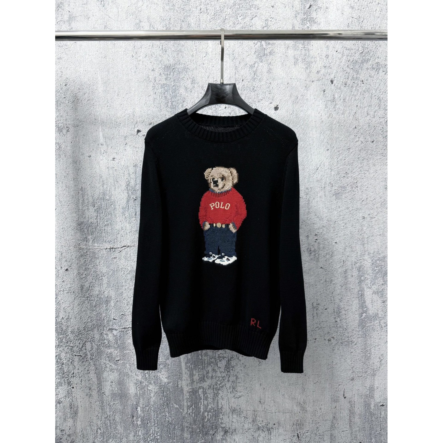 <p>Ralph Lauren 宽松版棉圆领针织衫(黑)</p>
