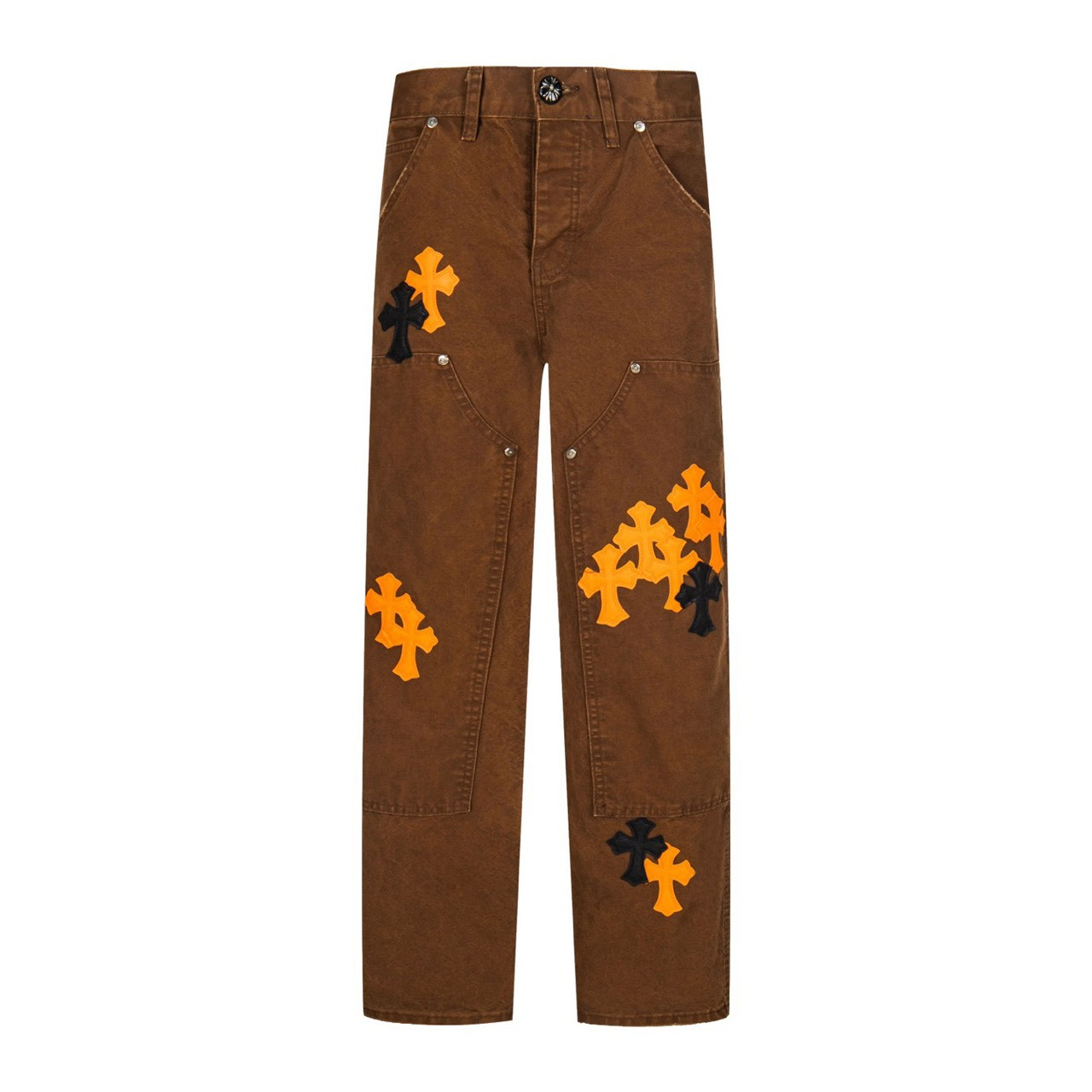 <p>CHROME HEARTS 棕伐木橙色多皮牛仔裤(1787#)</p>