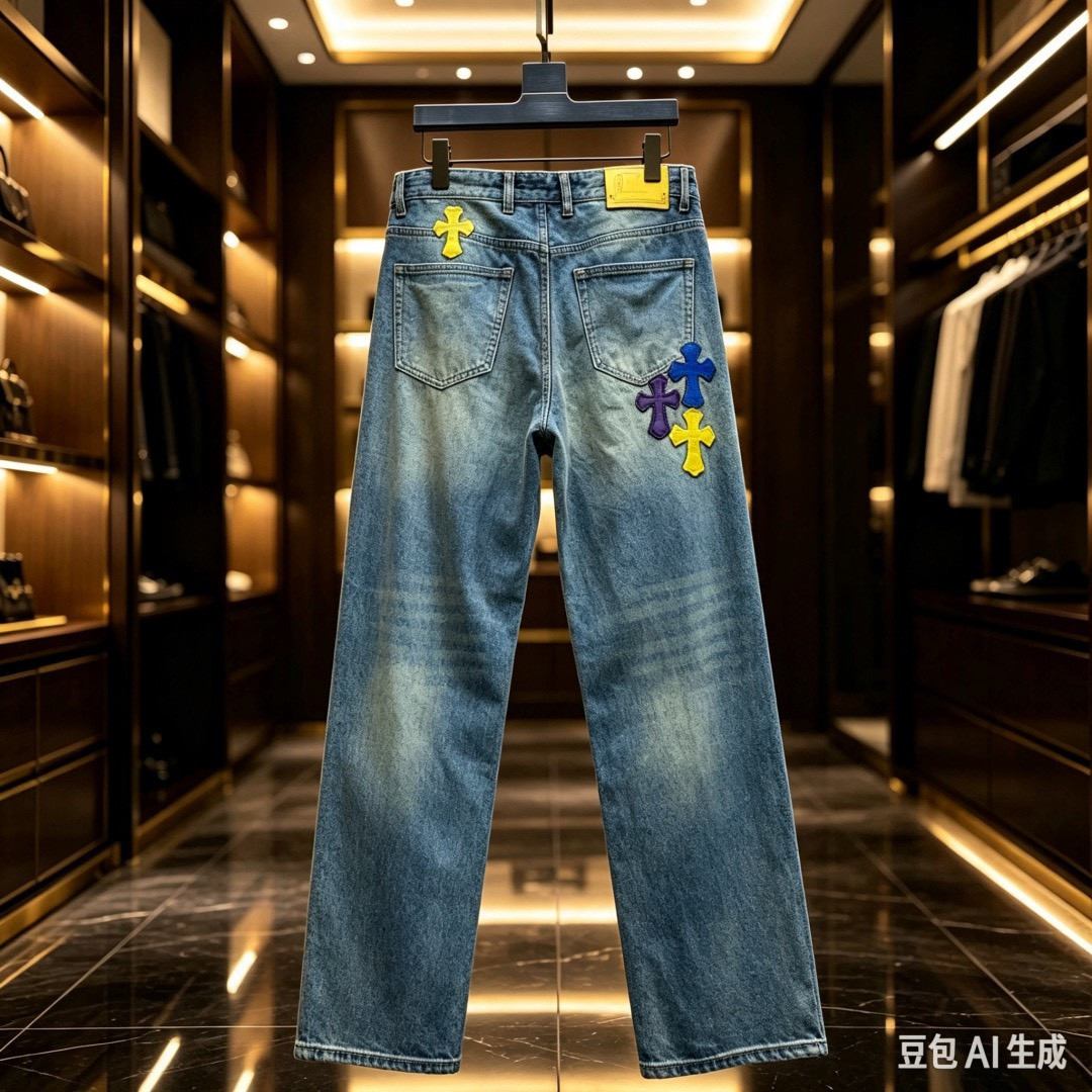 <p>CHROME HEARTS 欧洲专柜新款修身小直筒牛仔裤</p>