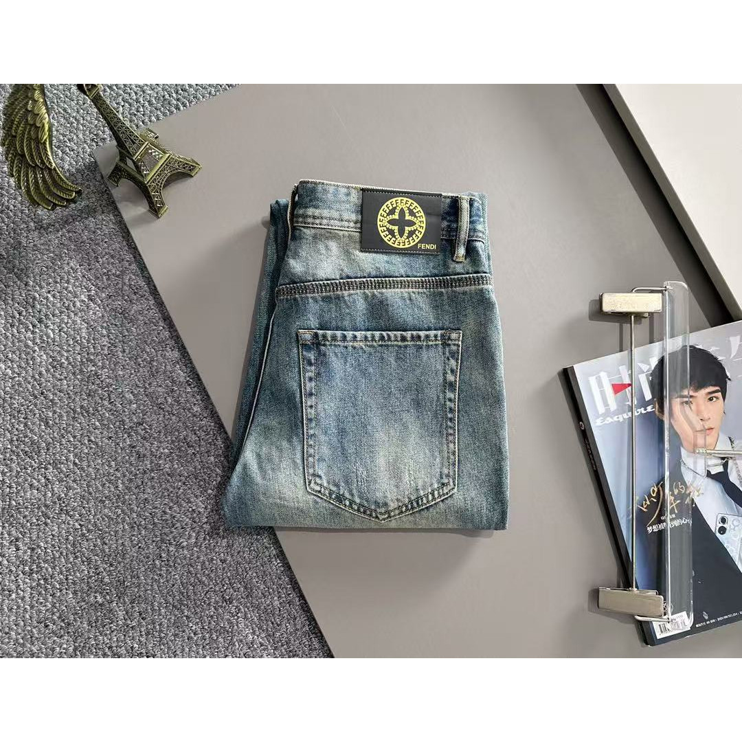 <p>FENDI 四季款经典牛仔裤直筒长裤(藍)</p>